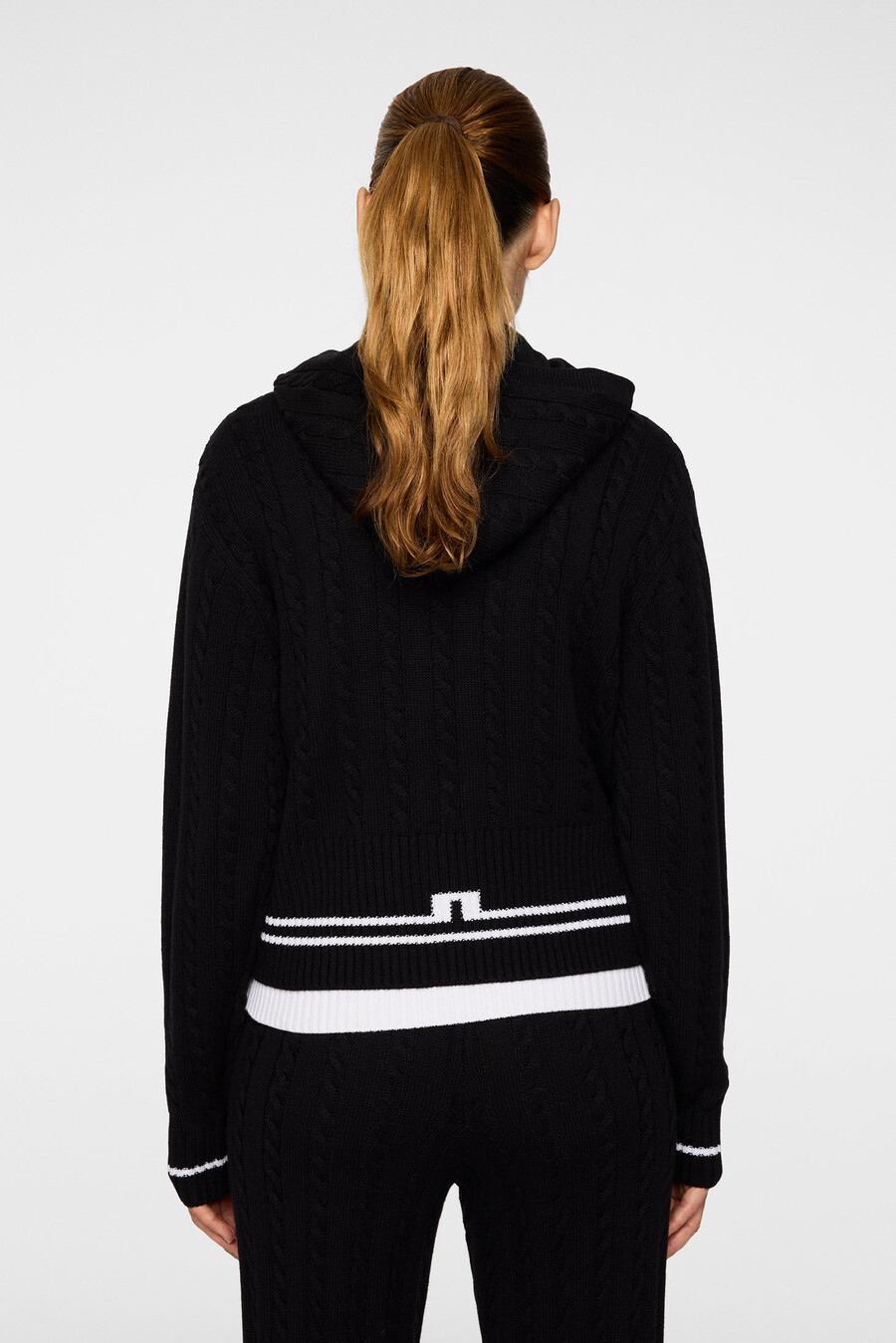 camilla cable knit wool hood